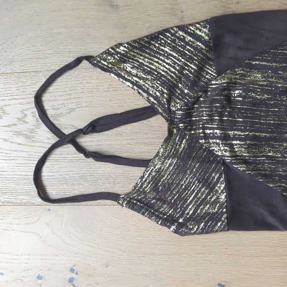 Bedo Cross-back Tank in Brown and Gold Size S - Picture 2 of 6